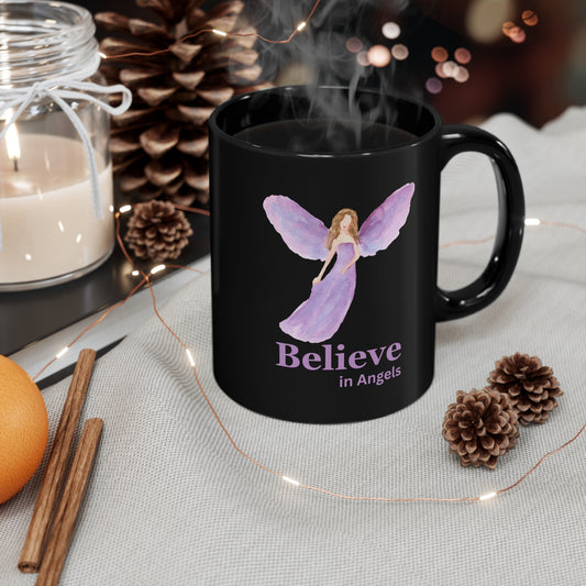 Believe in Angels-11oz Black Mug