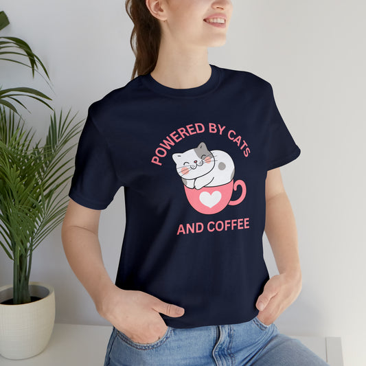 Powered by cats and coffee Unisex Jersey Short Sleeve Tee
