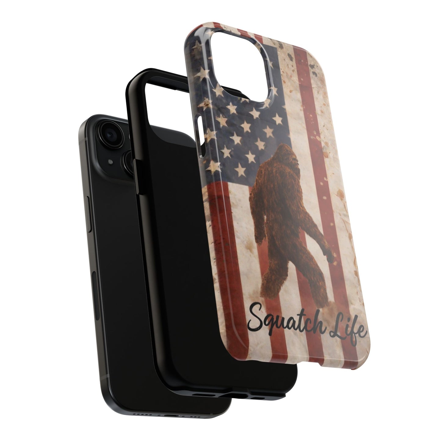 Squatch Life Tough Phone Case — Vintage American Flag Bigfoot Phone Cover