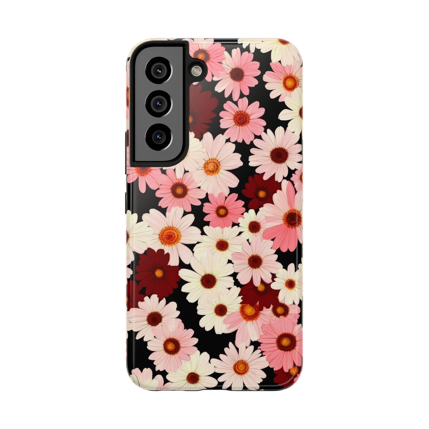 Floral Daisies Tough Phone Case — Pink & Burgundy Flower Protection