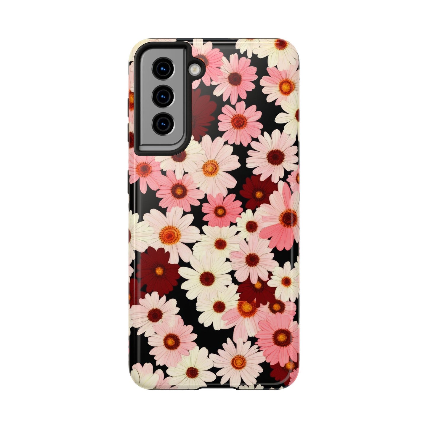 Floral Daisies Tough Phone Case — Pink & Burgundy Flower Protection