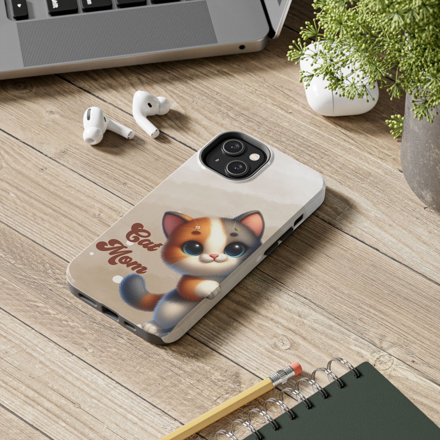 Cat Mom Tough Phone Case — Cute Calico Kitten Protective iPhone Case