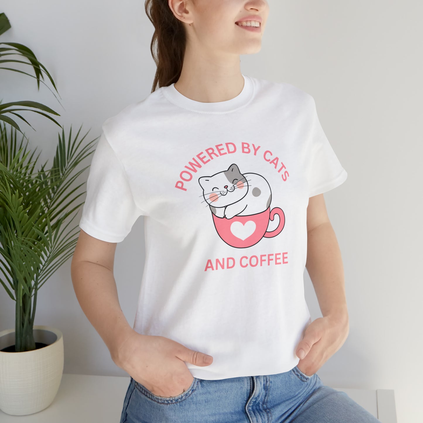 Powered by cats and coffee Unisex Jersey Short Sleeve Tee