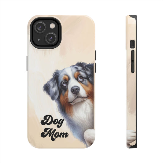 Dog Mom Tough Phone Case — Australian Shepherd Portrait Protective Cover