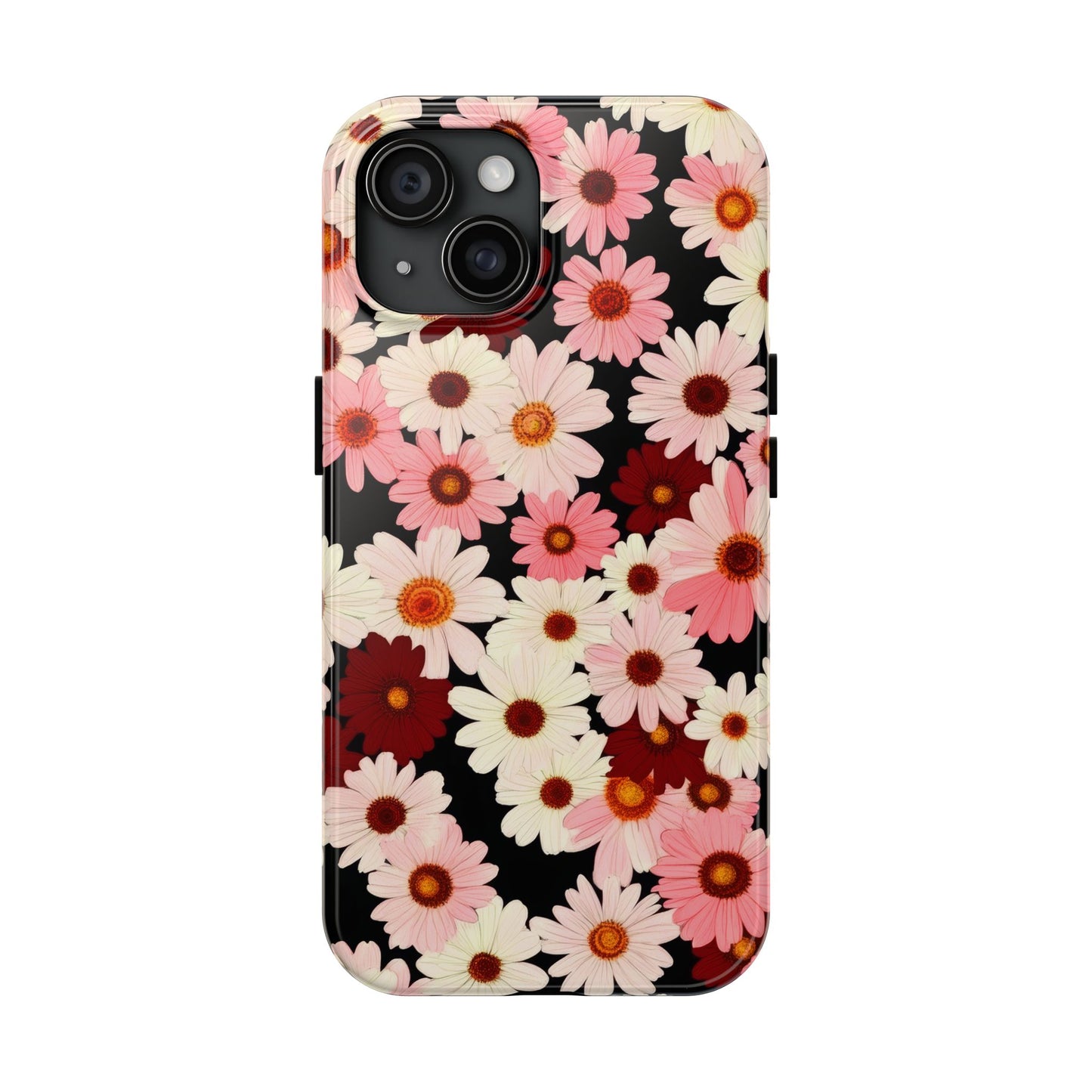 Floral Daisies Tough Phone Case — Pink & Burgundy Flower Protection