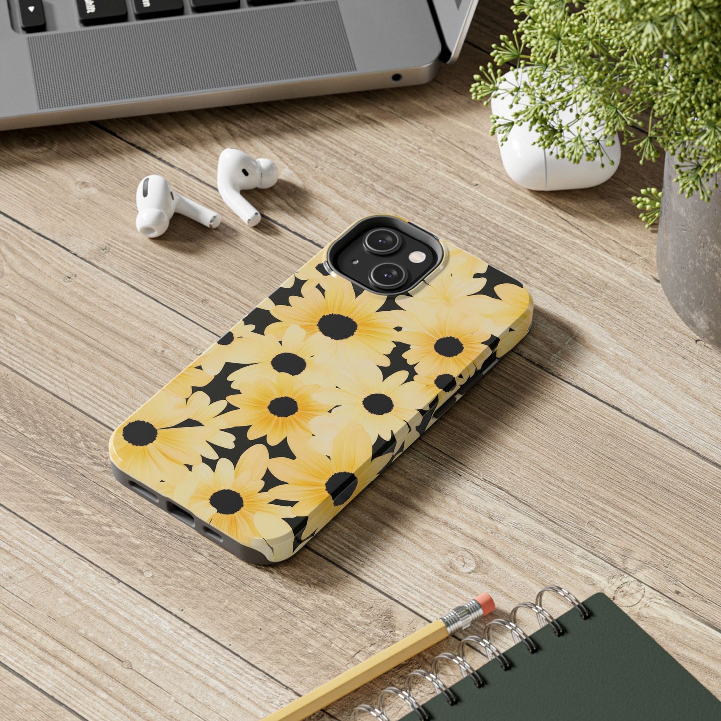 Daisy Burst Tough Phone Case — Yellow Floral Protective Cover