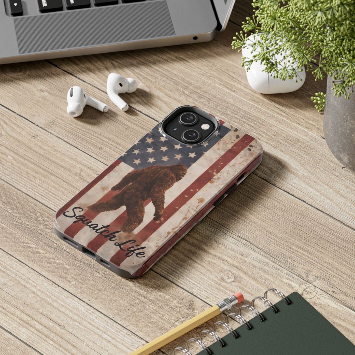 Squatch Life Tough Phone Case — Vintage American Flag Bigfoot Phone Cover