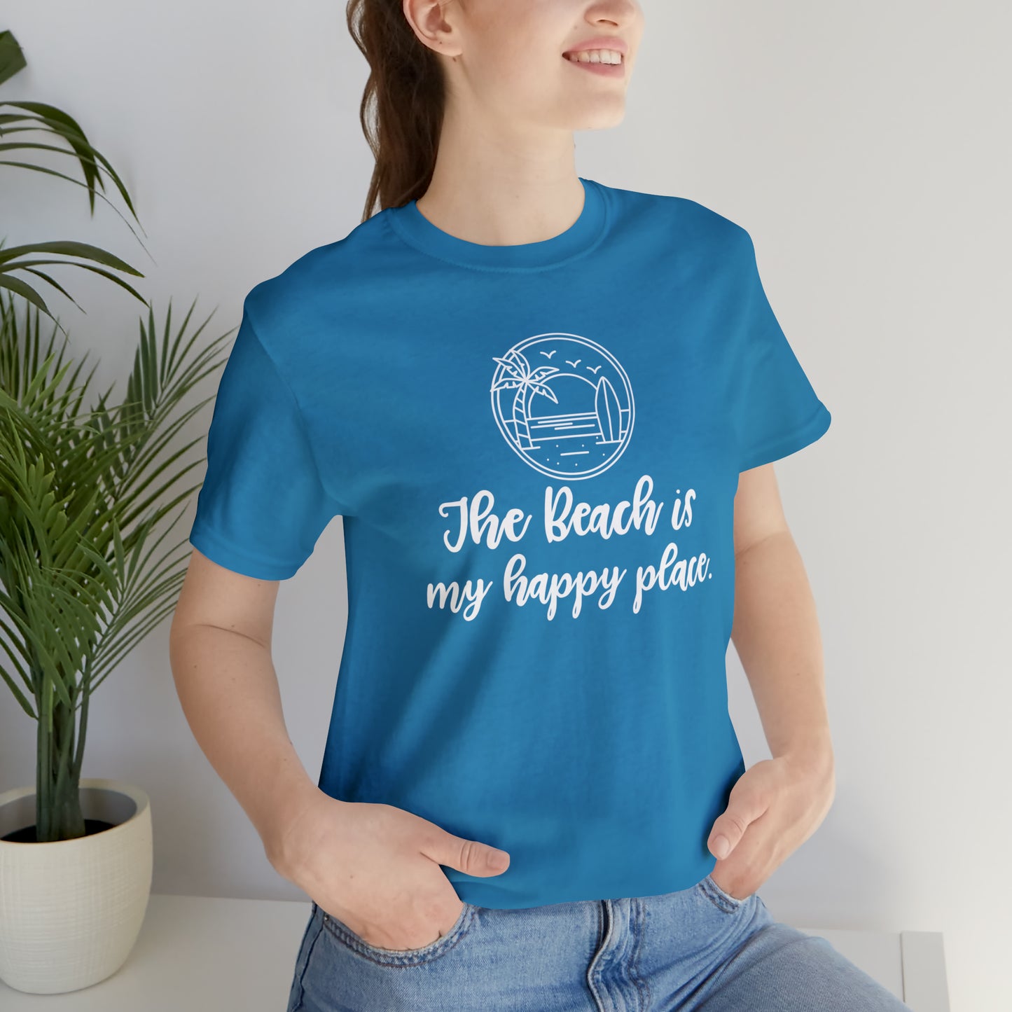 The beach is my happy place - Unisex Jersey Short Sleeve Tee