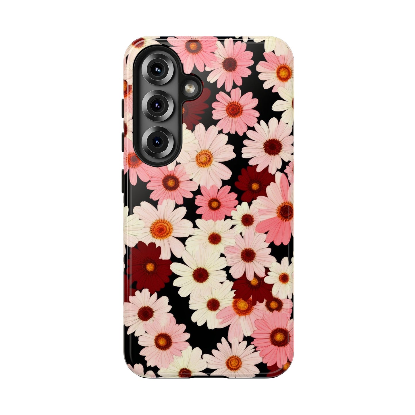 Floral Daisies Tough Phone Case — Pink & Burgundy Flower Protection