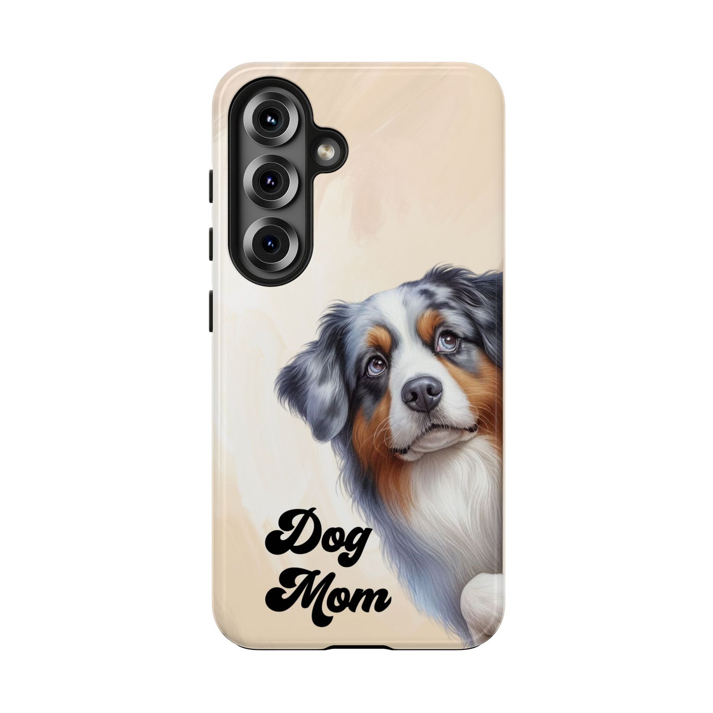 Dog Mom Tough Phone Case — Australian Shepherd Portrait Protective Cover