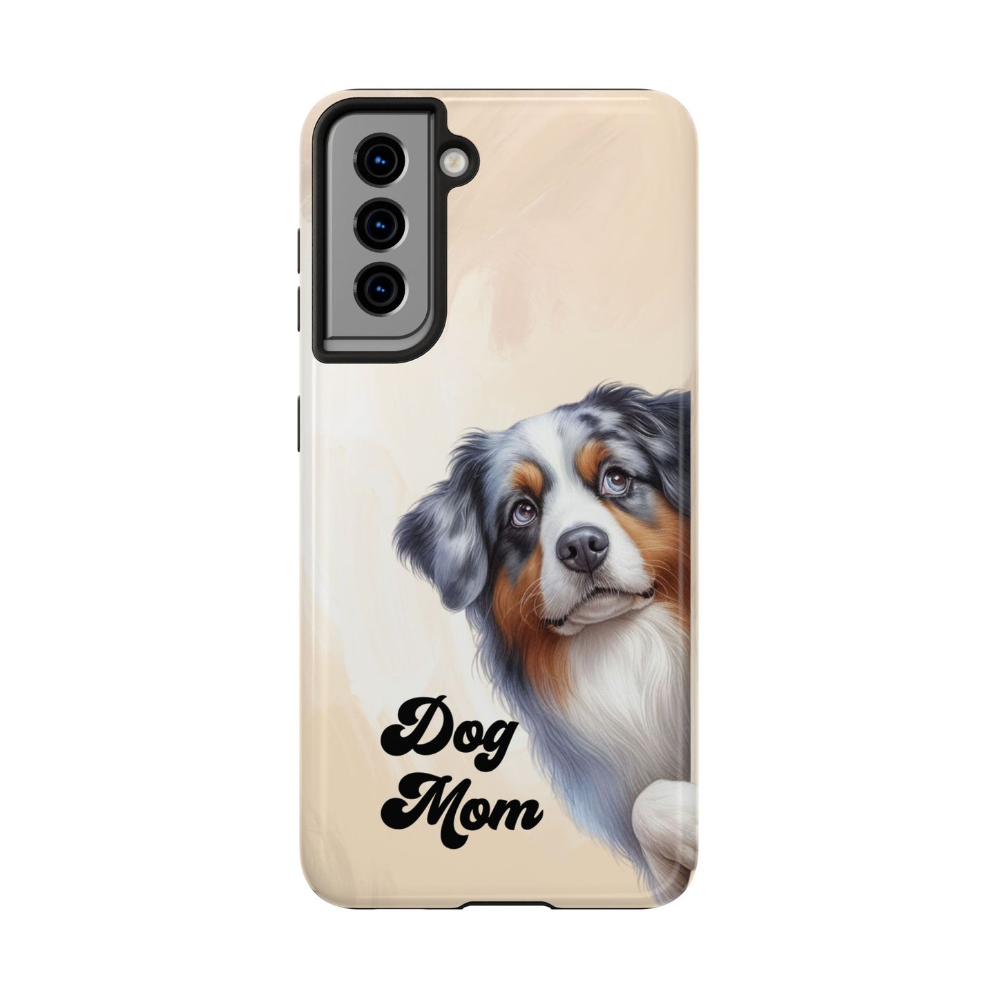 Dog Mom Tough Phone Case — Australian Shepherd Portrait Protective Cover