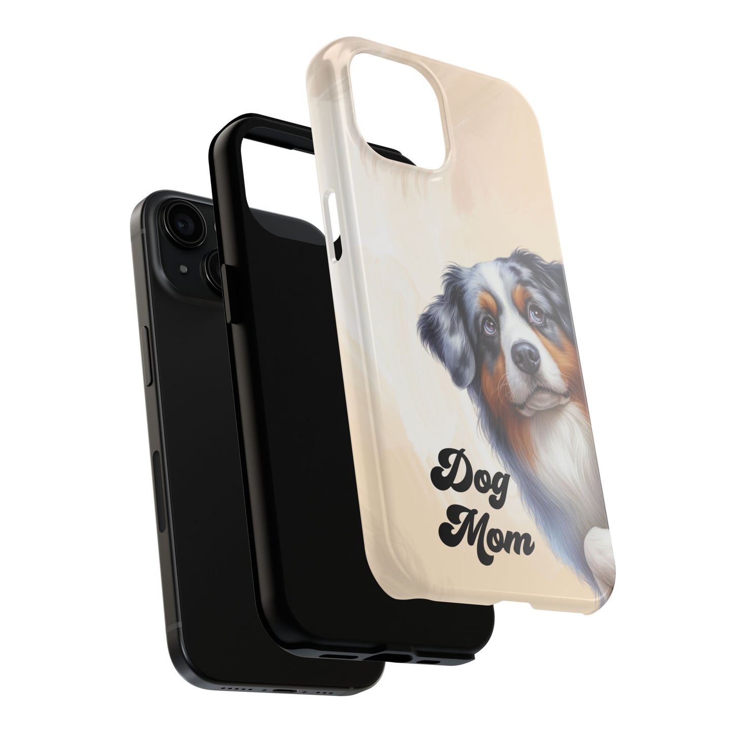 Dog Mom Tough Phone Case — Australian Shepherd Portrait Protective Cover