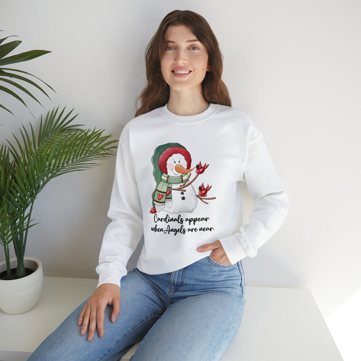 Cardinals appear when Angels are near. Unisex crew sweatshirt