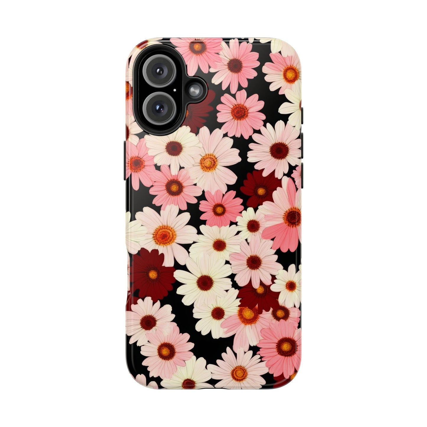 Floral Daisies Tough Phone Case — Pink & Burgundy Flower Protection