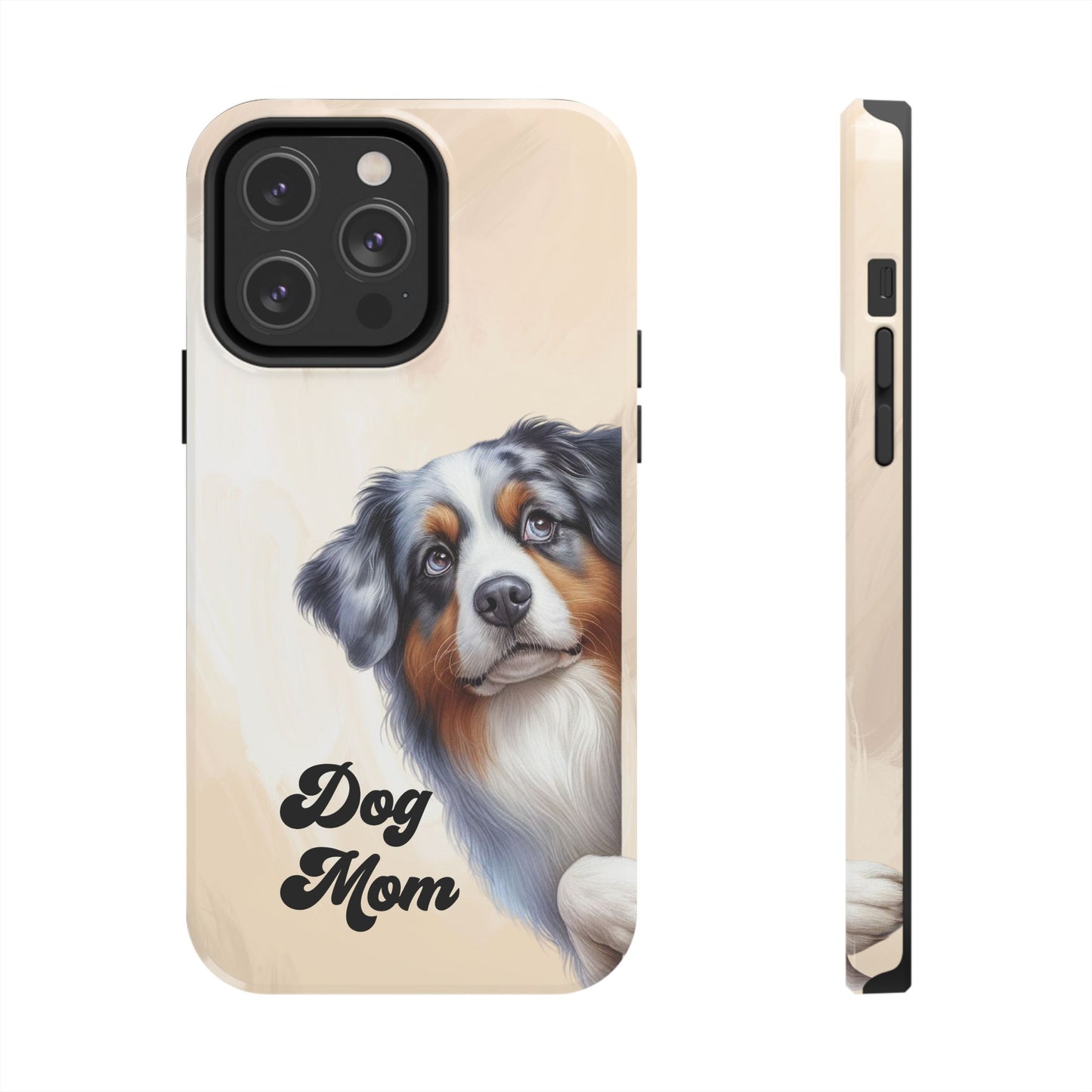 Dog Mom Tough Phone Case — Australian Shepherd Portrait Protective Cover
