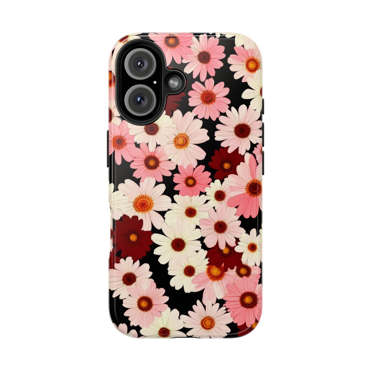 Floral Daisies Tough Phone Case — Pink & Burgundy Flower Protection