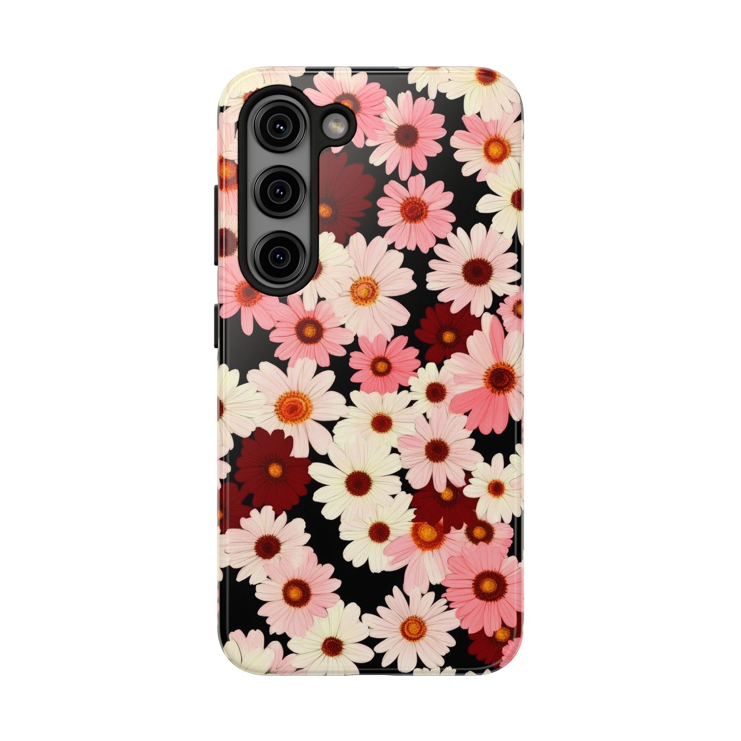 Floral Daisies Tough Phone Case — Pink & Burgundy Flower Protection