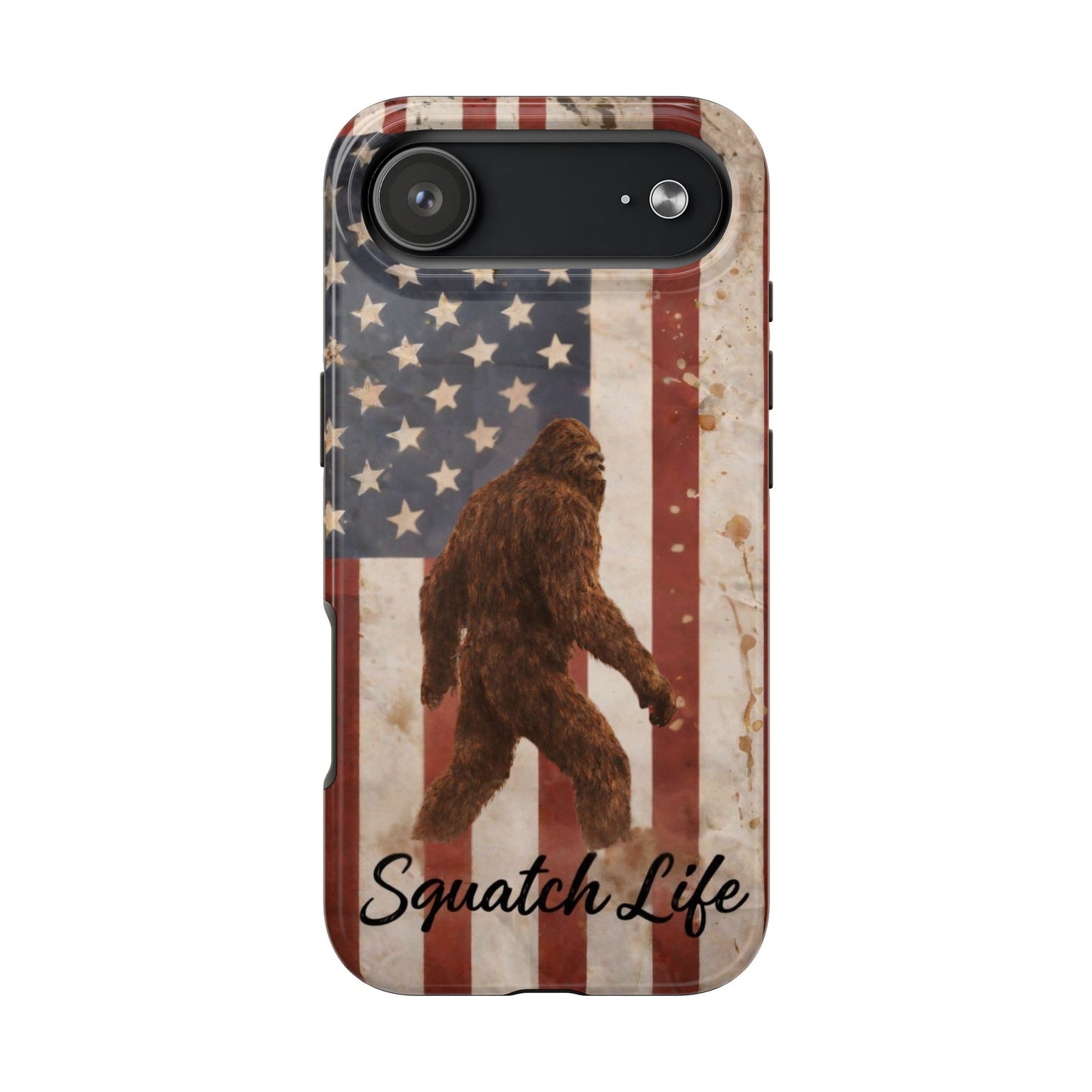 Squatch Life Tough Phone Case — Vintage American Flag Bigfoot Phone Cover