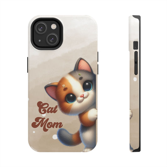 Cat Mom Tough Phone Case — Cute Calico Kitten Protective iPhone Case