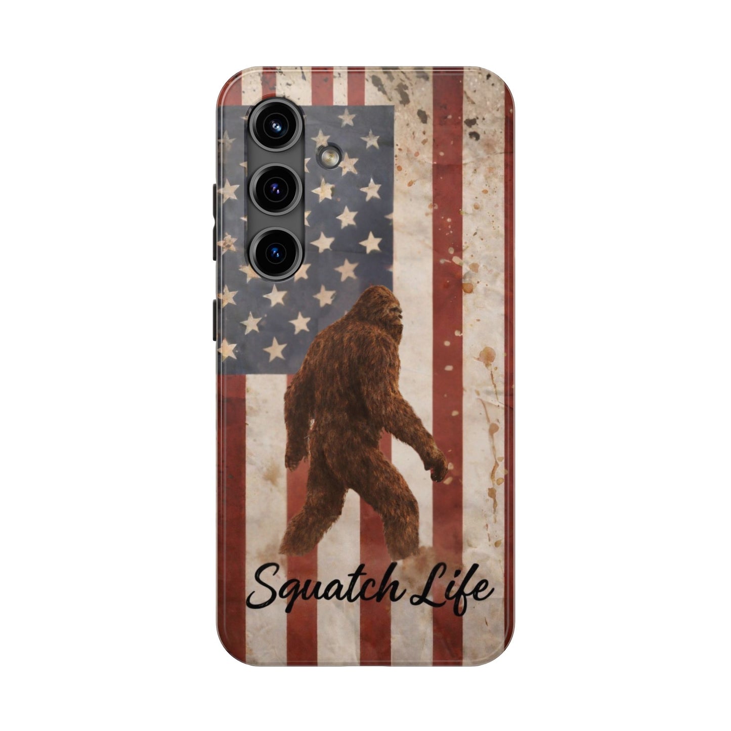 Squatch Life Tough Phone Case — Vintage American Flag Bigfoot Phone Cover