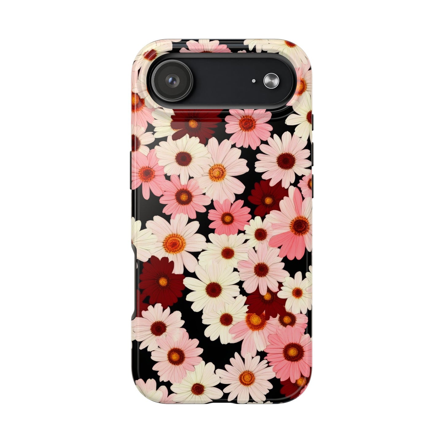 Floral Daisies Tough Phone Case — Pink & Burgundy Flower Protection