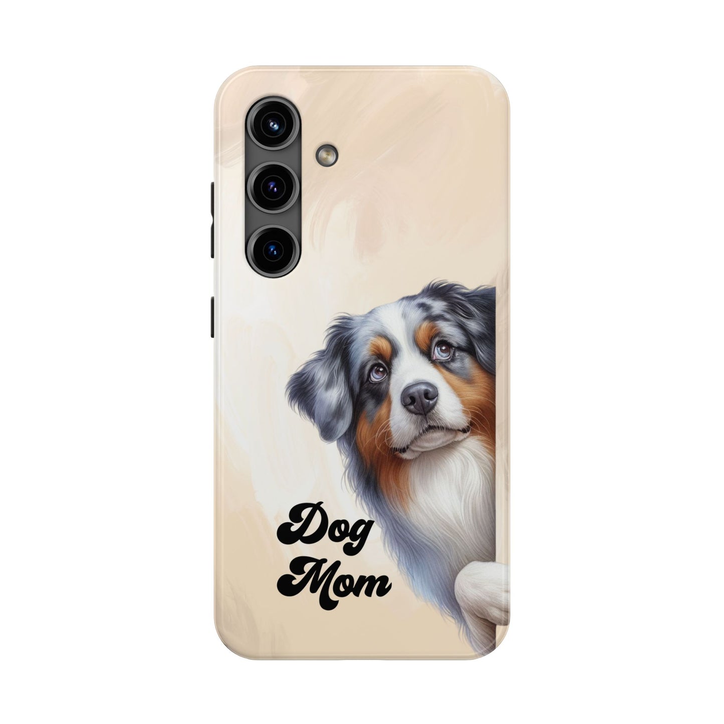 Dog Mom Tough Phone Case — Australian Shepherd Portrait Protective Cover