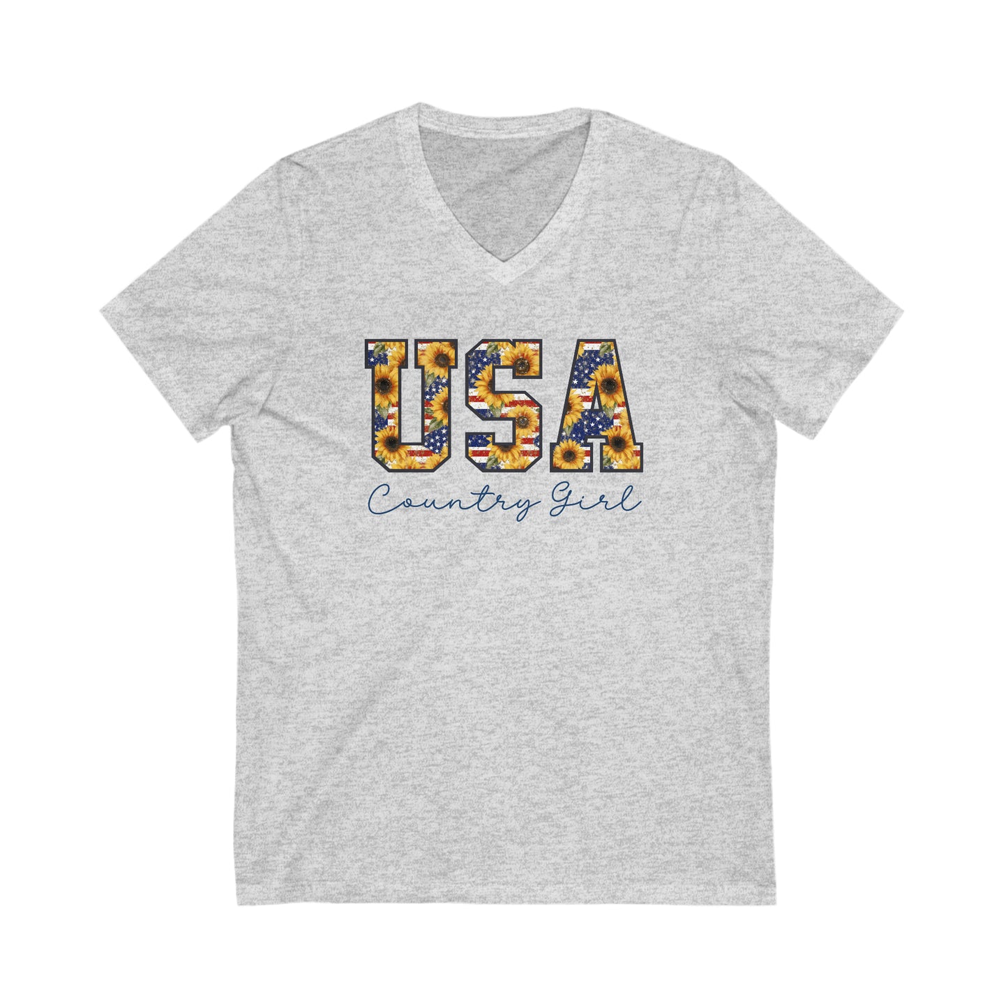 USA Country Girl Unisex Jersey Short Sleeve V-Neck Tee