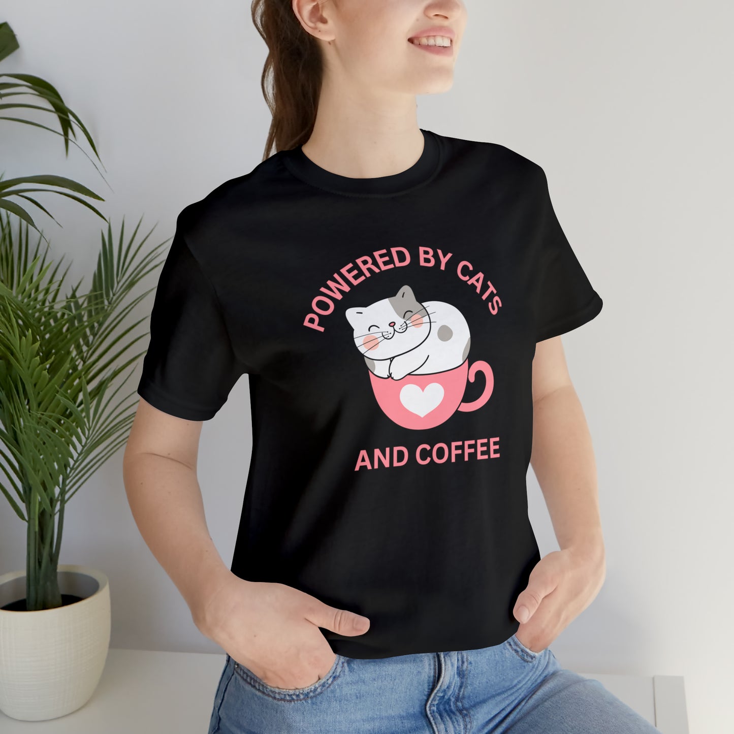 Powered by cats and coffee Unisex Jersey Short Sleeve Tee