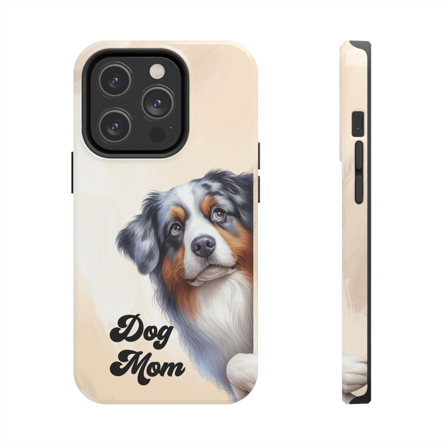 Dog Mom Tough Phone Case — Australian Shepherd Portrait Protective Cover