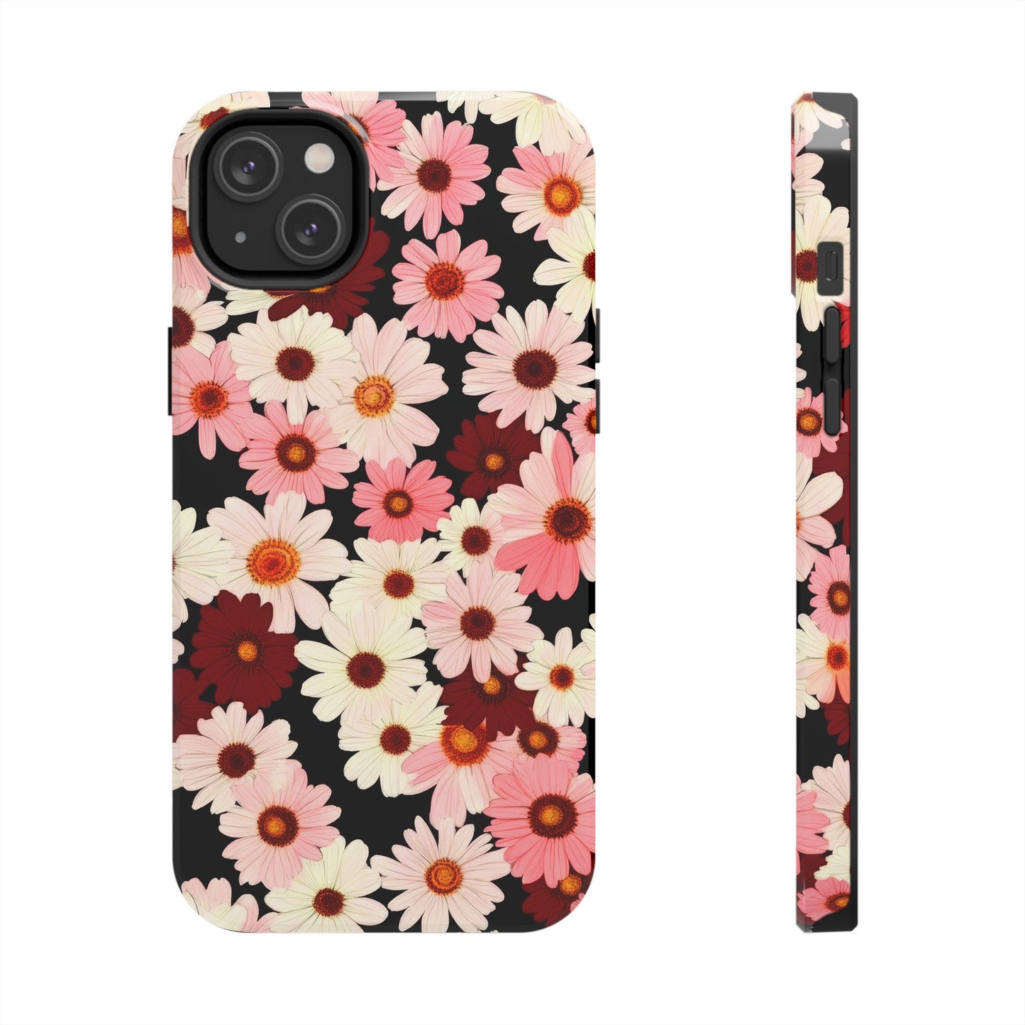 Floral Daisies Tough Phone Case — Pink & Burgundy Flower Protection