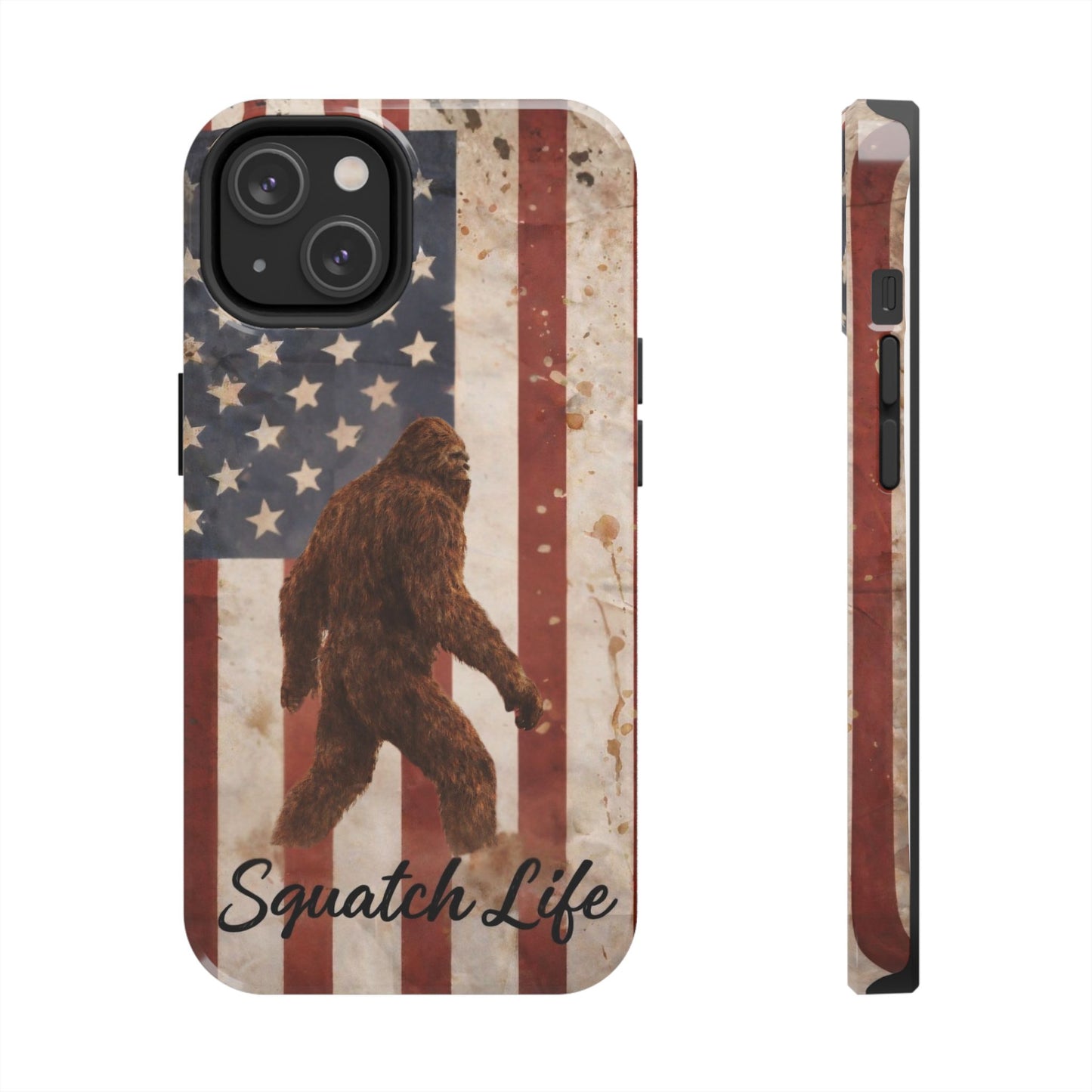 Squatch Life Tough Phone Case — Vintage American Flag Bigfoot Phone Cover