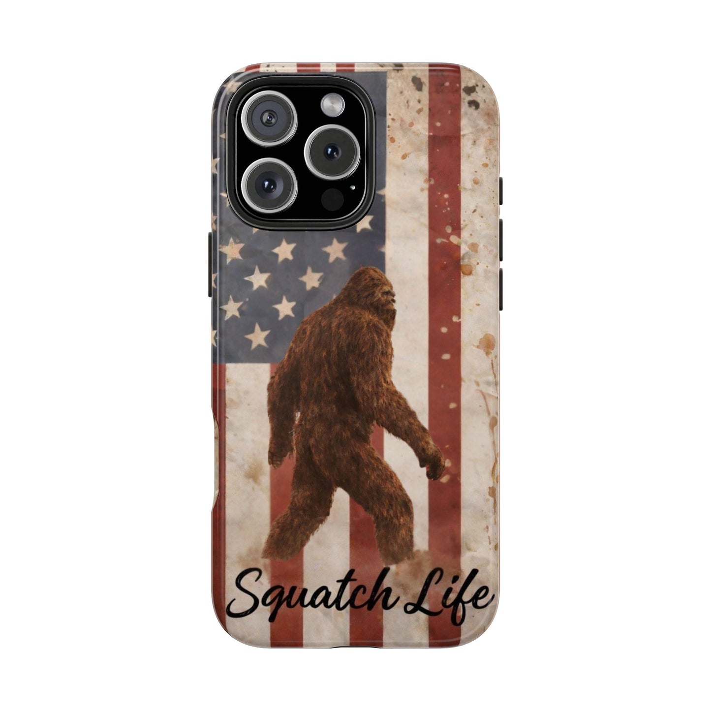 Squatch Life Tough Phone Case — Vintage American Flag Bigfoot Phone Cover