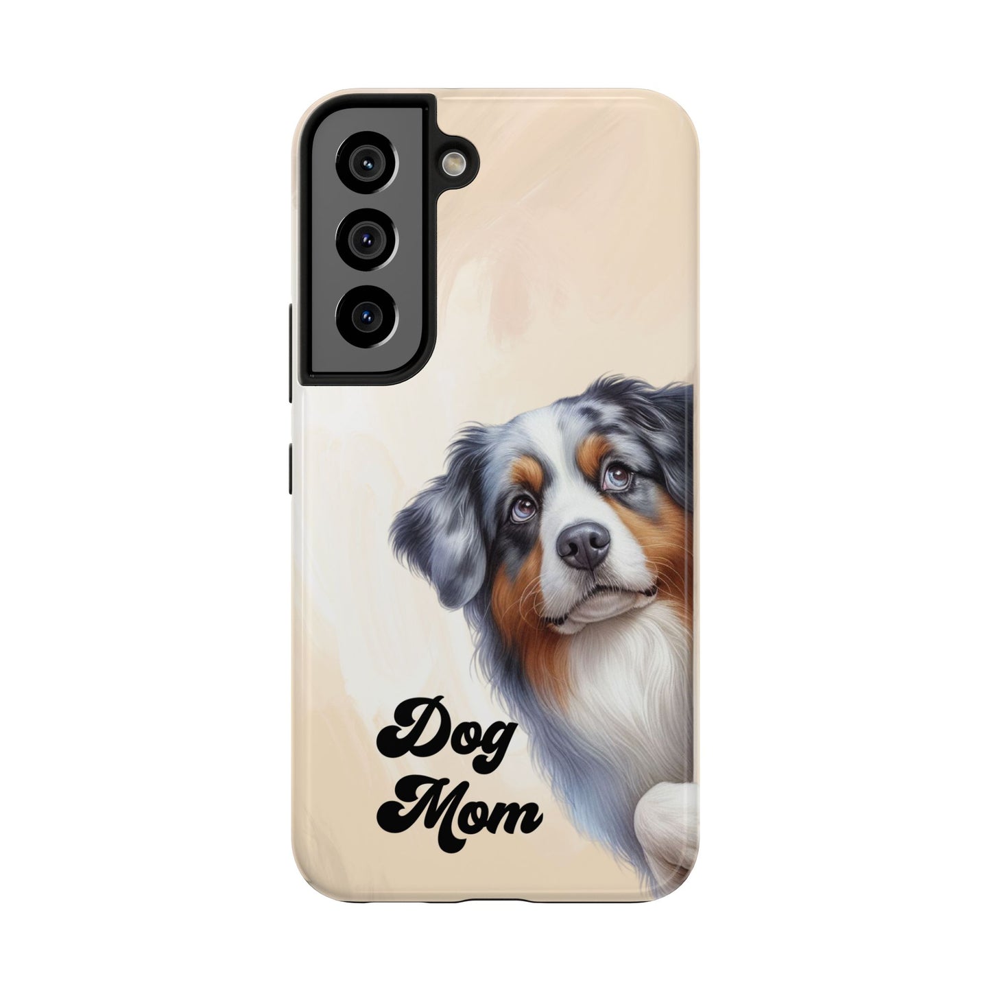 Dog Mom Tough Phone Case — Australian Shepherd Portrait Protective Cover