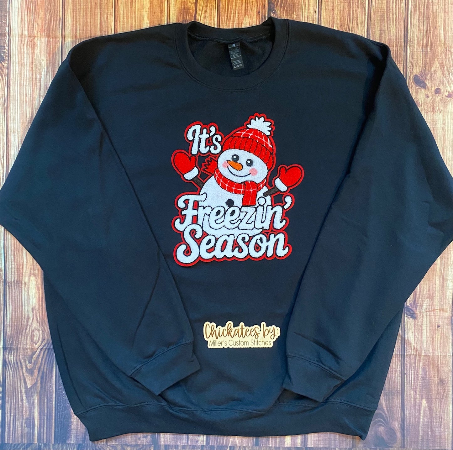 It's freezin' Season Chenille crew neck sweatshirt